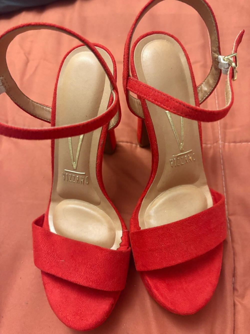 Bundle 3 for $25. Vizzano Red Suede Ankle-Strap Block Heels. Size 5.